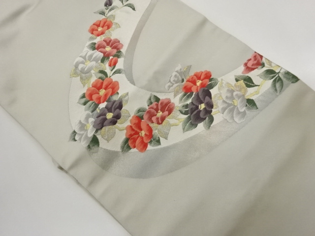 JAPANESE NAGOYA OBI / WOVEN CAMELLIA